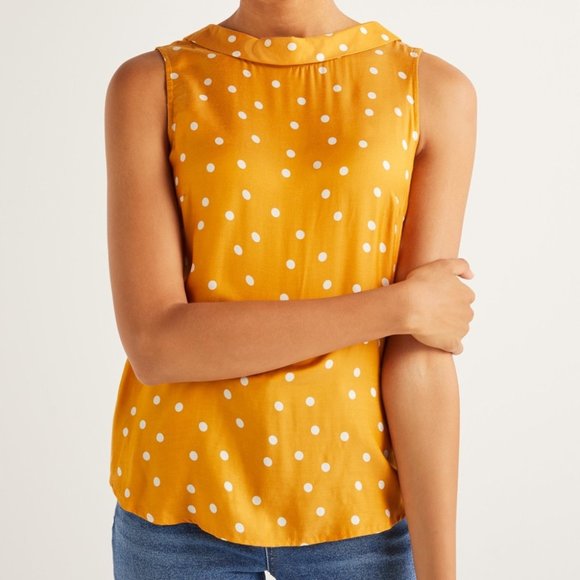 Boden Tops - Boden Adriana Yellow Ochre Polka Dot Blouse Size 2